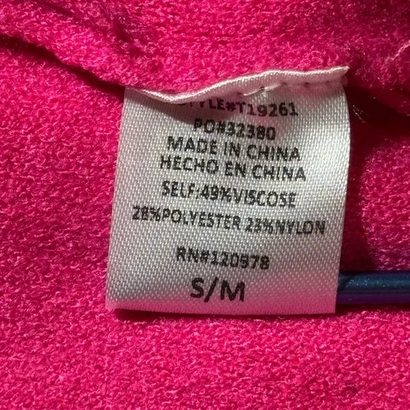 Entro Hot Pink Mock Neck Side Slit Sweater Long Sleeve size S/M - Picture 10 of 11